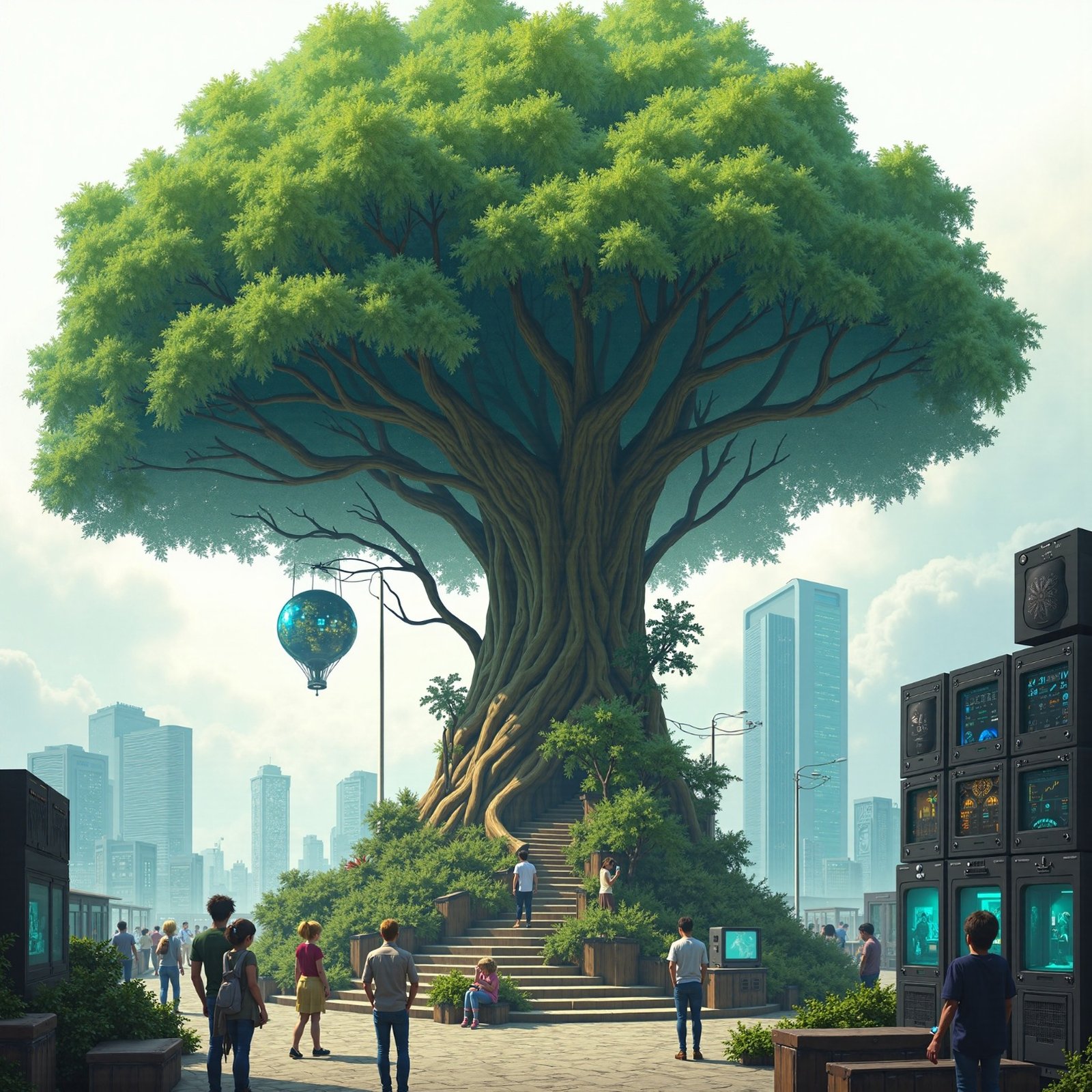 AI generated technology tree in the city